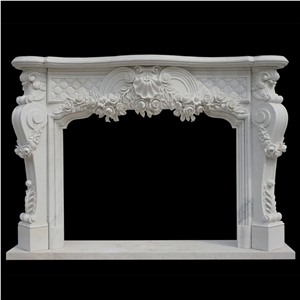 Hand Carved Furniture Stone Fireplace Human Sculptured