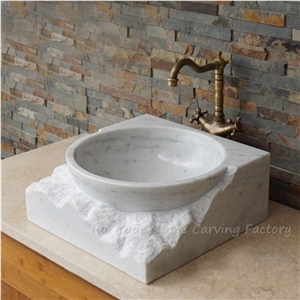 Oriental White Marble Hotel Bathroom Basin 