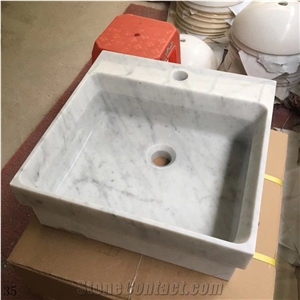 Oriental White Marble Hotel Bathroom Basin 
