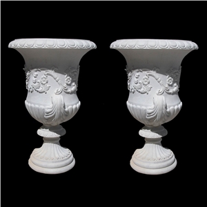 Own Factory Marble Pedestal Exterior Planter In Discount