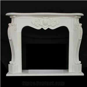 Own Factory White Marble Handcarved Fireplace Mantel