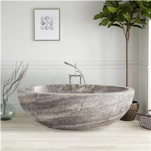 Persian Silver Travertine Bathtub Customized For Flats&Hotel