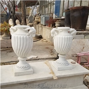 Rosso Lepanto Marble Pedestal Flower Pot With Stand Base