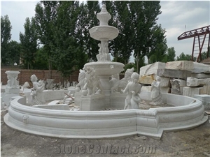 White Marble Lion Hand Carved Large Fountain For Square