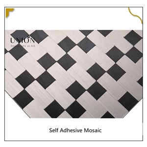 Black Mixed White Peel And Stick Backsplash Mosaic Tile For Kitchen