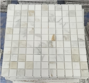 Calacatta Gold Marble Square Shape Mosaic Tile