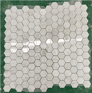 Carrara White Marble Customized Hexagonal Marble Mosaics