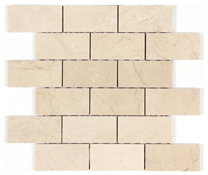 Crema Marfil Marble 2"X4" Brick Mosaic Tile