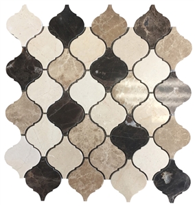 Crema Marfil Marble Mixed Arabesque Mosaic Tile