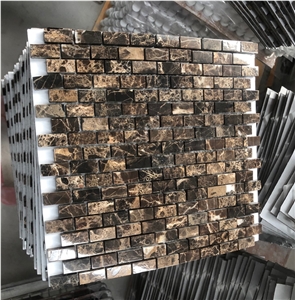 Dark Emperador Marble 1"X2" Brick Shape Marble Mosaic Tile