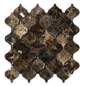 Emperador Dark Marble Arabesque Mosaic Tile