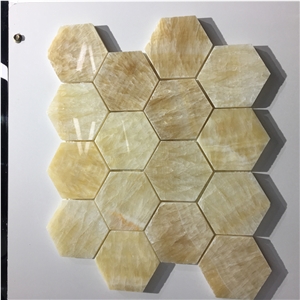 Honey Onyx 2" Hexagonal Mosaic Tile