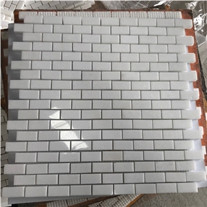 Thassos White Marble 1X2 Brick Pattern Mosaic Tile
