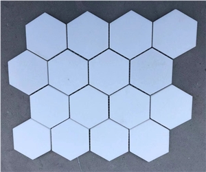 Thassos White Marble 3"X3" Hexagonal Mosaic Tile
