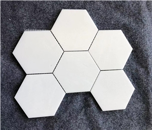Thassos White Marble 5"X5" Hexagonal Mosaic Tile