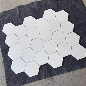 Thassos White Marble 6"X6" Hexagonal Mosaic Tile