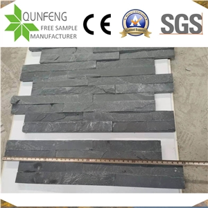 China 10X36CM Black Stacked Slate Z Stone Wall Cladding 