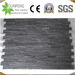China 10X36CM Split Face Z Stone Thin Black Slate Wall Panel