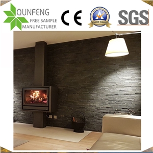 China 10X36CM Split Face Z Stone Thin Black Slate Wall Panel