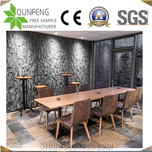 China Split Surface Culture Stone Black Slate Ledger Panel