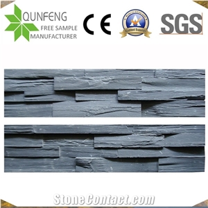 China Stacked Stone Wall Cladding Black Slate Ledger Panel