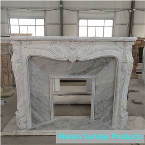Stone Marble Fireplace Sculpture Animal White Home