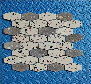 Customized Shape Black Cement Terrazzo Mosaic Tiles