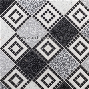 Gray Cement Terrazzo Glass Slabs Tiles