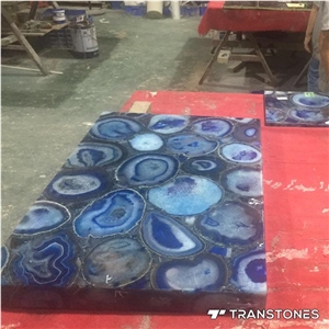 Translucent Blue Crystal Agate Stone Big Slices Walling