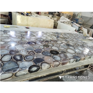 White Agate Stone Backlit For Kitchen Table