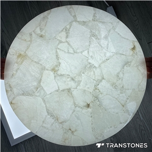 White Quartz Natural Crystal Big Slices Table Top