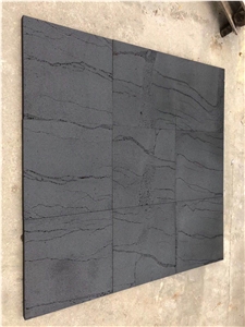 Honed Hainan Black Basalt Lava Stone Stone Flooring Tile 