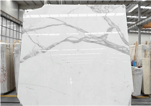 Polished Natural Stone Calacatta White Marble Slabs