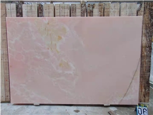 Popular Polished Natural Pink Onyx Slab For TV Background