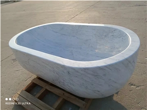 Bianco Carrara White Marble Stone Bathtubs, Oval Bath Tubs