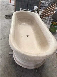 Freestanding Pedestal Tub, Beige Travertine Bath Tubs