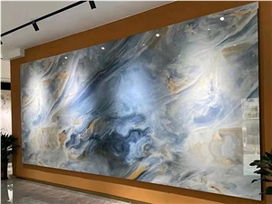 Impressions Of Van Gogh Blue Sintered Stone Slab For Wall