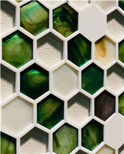 3D Convex Art Green Color Mop Shell Mosaic  Mother Of Pearl