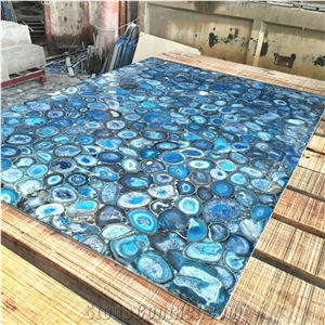 Blue Bubble Agate Semiprecious Stone Slabs For Countertops
