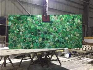 Green Agate Semiprecious Stone Backlit Slabs For Countertop/Wall