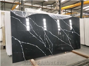 Manmade Nero Marquina Artificial Marble Stone Countertop