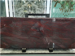 Brazil Iron Red Polished Slab For Kitchen Top