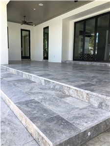 Silver Travertine Tumbled French Pattern