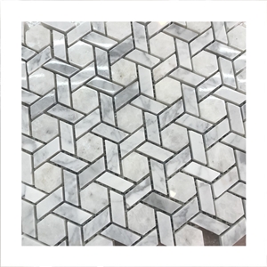 Carrara White Marble Mosaic Tiles Shower Wall Design