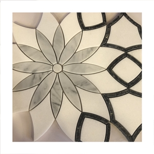 Floor Water Jet Designs Tile Marble Flower Mosaic