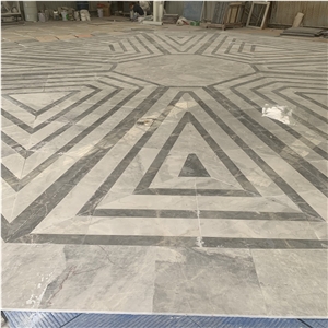 Grey Large Floor Tile Waterjet Irregular Marble