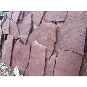 Random Size Natural Red Basalt Paver For Wall Panel