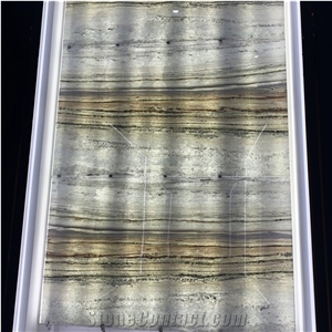 Top Quality Backlit Blue Crystal Quartzite Bookmatched Slab