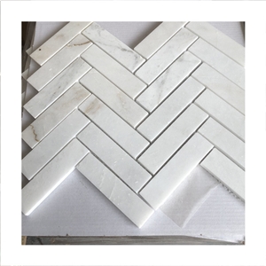 Wholesale White Marble Herringbone Mosaic Tiles