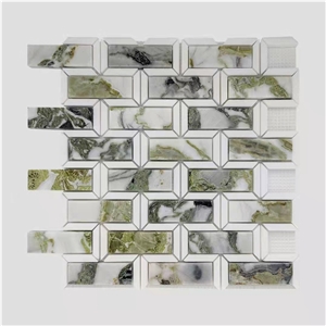 Cold Jade Green Marble Mosaic Sheet For Dinning Room